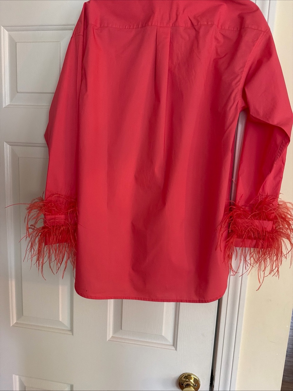 J. Crew oversized Feather-Cuff Button-Up Shirt in Coral size 4 - Picture 3 of 4